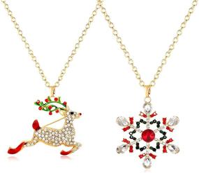 img 4 attached to 🎄 ELEARD Christmas Necklace: Snowflake Reindeer Jewelry for Girls - Dazzle During the Festive Season!