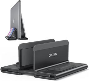 img 4 attached to 🖥️ OMOTON Upgraded Laptop Vertical Stand: Sturdy 3-in-1 MacBook Holder with Silicone Pads - Ultra Protection for iPhone/iPad/MacBook Pro and More - Black