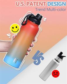 img 1 attached to 🌈 HAPHOM Insulated Sports Water Bottle: 24oz, 32oz, 37oz | Double Wall Vacuum Stainless Steel | Hot or Cold Liquids | Gradient Yellow and Orange