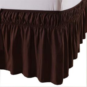 img 3 attached to Premium Linen Wrap Around Elastic Bed Skirt | 100% Cotton, 400 Thread Count | Solid, Hotel Quality | Easy On/Easy Off | 15 Inch Tailored Drop | King Size | Chocolate Brown Shade