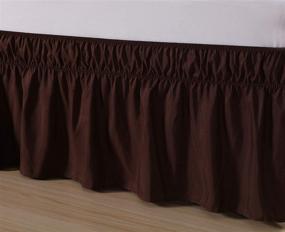 img 2 attached to Premium Linen Wrap Around Elastic Bed Skirt | 100% Cotton, 400 Thread Count | Solid, Hotel Quality | Easy On/Easy Off | 15 Inch Tailored Drop | King Size | Chocolate Brown Shade