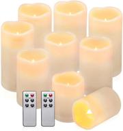 🕯️ flameless outdoor candles set of 9 - battery operated (h 4" 5" 6" x d 3") led candles with remote control (batteries not included) logo