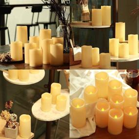 img 1 attached to 🕯️ Flameless Outdoor Candles Set of 9 - Battery Operated (H 4" 5" 6" x D 3") LED Candles with Remote Control (Batteries not Included)