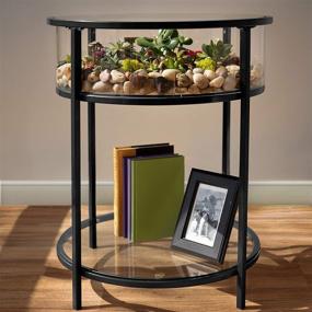 img 3 attached to 🌿 Black Iron Round Terrarium Display End Table - Reinforced Glass, 20-inch Diameter, 26.5-inch Height - Perfect Indoor Decor for Home or Office - DIY Garden for Ferns, Moss, Succulents - Ideal Holiday Wedding Gift