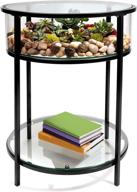 🌿 black iron round terrarium display end table - reinforced glass, 20-inch diameter, 26.5-inch height - perfect indoor decor for home or office - diy garden for ferns, moss, succulents - ideal holiday wedding gift logo