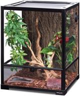 repti zoo 18x18x24 front opening glass terrarium with double hinge door & top screen ventilation - 30 gallon large reptile tank (knock-down) logo