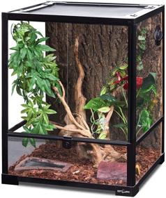img 4 attached to REPTI ZOO 18x18x24 Front Opening Glass Terrarium with Double Hinge Door & Top Screen Ventilation - 30 Gallon Large Reptile Tank (Knock-Down)