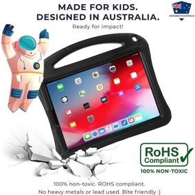 img 1 attached to 🚀 Bam Bino Space Suit [Rugged Kids Case] for iPad Pro 12.9 (3rd Gen) 2018 - Designed in Australia, Pencil Holder, Screen Guard, Safety Strap (Black)