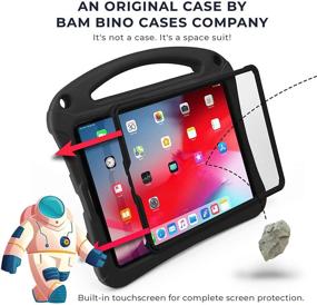 img 2 attached to 🚀 Bam Bino Space Suit [Rugged Kids Case] for iPad Pro 12.9 (3rd Gen) 2018 - Designed in Australia, Pencil Holder, Screen Guard, Safety Strap (Black)