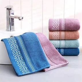 img 3 attached to Set of 4 Ultra Soft 100% Cotton Hand Towels - Highly Absorbent for Bathroom, Gym, Spa, Face and Hand - 14x29inch - Available in Purple, Blue, Green, and Coffee