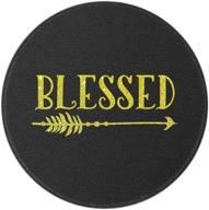 non-slip black stitched edge round mouse pad (blessed golden) logo