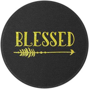 img 4 attached to Non-Slip Black Stitched Edge Round Mouse Pad (Blessed Golden)