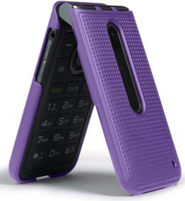 img 1 attached to 📱 LG Classic Flip Phone Case, Nakedcellphone [Purple] Grid Texture Protective Hard Shell Cover for LG Classic Flip Phone L125DL