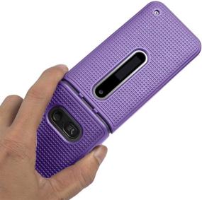 img 2 attached to 📱 LG Classic Flip Phone Case, Nakedcellphone [Purple] Grid Texture Protective Hard Shell Cover for LG Classic Flip Phone L125DL