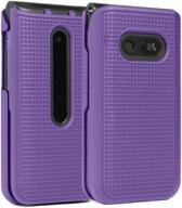 📱 lg classic flip phone case, nakedcellphone [purple] grid texture protective hard shell cover for lg classic flip phone l125dl logo