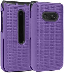 img 4 attached to 📱 LG Classic Flip Phone Case, Nakedcellphone [Purple] Grid Texture Protective Hard Shell Cover for LG Classic Flip Phone L125DL