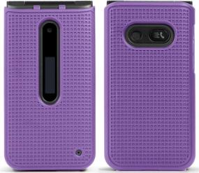 img 3 attached to 📱 LG Classic Flip Phone Case, Nakedcellphone [Purple] Grid Texture Protective Hard Shell Cover for LG Classic Flip Phone L125DL