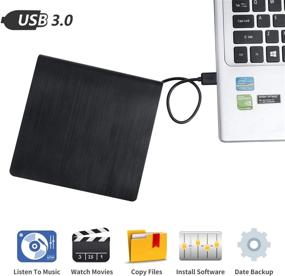 img 2 attached to 📀 High Speed USB 3.0 External CD Drive, CD/DVD-RW Drive, CD-RW Rewriter Burner Superdrive for Laptop PC Desktop with Windows 7/10 Support