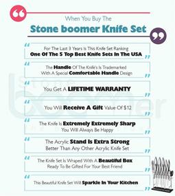 img 2 attached to 🔪 Набор ножей Stone boomer из 14 предметов - высококачественная нержавеющая сталь кухонных шеф-ножей с ножницами, точилкой и акриловым держателем - сверхострые лезвия для незабываемого кулинарного опыта!