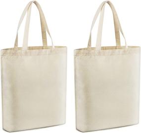 img 4 attached to 👜 Reusable Large Canvas Tote Bags for DIY Projects & Shopping - Set of 2, Blank Multi-purpose Bags