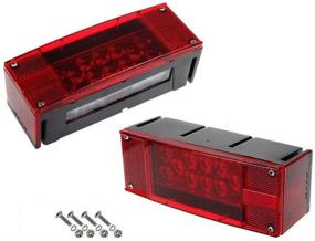 img 1 attached to Ultra-Bright Waterproof Boat Trailer Light Kit: 12 LED Super Diodes, Low Profile, Red Rectangular Lights – Stop, Turn, Submersible