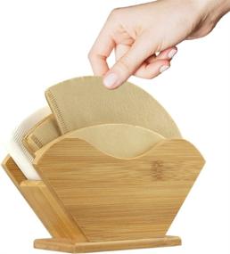 img 4 attached to 🍃 Bamboo Coffee Filter Holder: Stylish Stackable Rack for Different Pour Over Filters