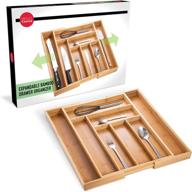 🍴 enhanced kitchen essential: hello cucina expandable cutlery tray, premium wooden drawer organizer, top quality utensil for cabinets, efficient silverware storage & more – 1-pack with 8 compartments логотип