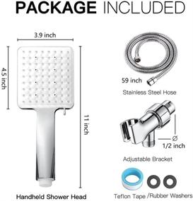 img 1 attached to 🚿 Enhanced High Pressure Shower Head with Handheld - Modern Square Handheld Shower Heads - 6 Settings Detachable Shower Head with Hose, Easy Settings Adjustment, Chrome - Shower Accessories
