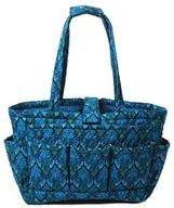 🧶 stylish floral needle bag knitting bag with yarn storage tote in blue damasks logo