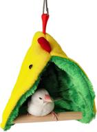 🐦 cozy retreat for small birds: winter warm bird hammock tent parrots hanging nest shed hut, perfect hideaway for parakeets cockatiels conures lovebirds finch. plus, cute birdcage perch stand swing toy included! logo