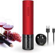 🍷 rechargeable electric wine opener - automatic corkscrew opener set with foil cutter, cordless stainless steel design and usb charging cable логотип