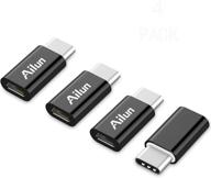 🔌 ailun type c adapter - micro usb to usb c adapter 4 pack data sync charging for macbook, chromebook pixel & more type c cable supported devices - black logo