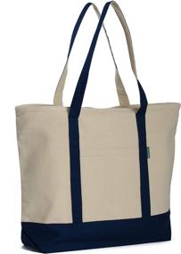 img 4 attached to Cotton Canvas Tote 👜 Bag - Durable and Heavy-Duty