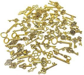 img 1 attached to 🔑 80-Piece Vintage Skeleton Key Set Charms in Mixed Styles, SUNEEY Antique Gold Key Collection for DIY Jewelry Making, Wedding & Party Favors