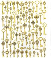 🔑 80-piece vintage skeleton key set charms in mixed styles, suneey antique gold key collection for diy jewelry making, wedding & party favors logo