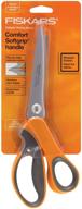 🔶 fiskars 8-inch softgrip pinking scissors in orange, 9.5 inches long logo