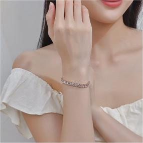 img 2 attached to Personalized 18k Gold-Plated Zirconia Link Bracelet for Women & Teen Girls – Adjustable & Boho-Chic Design
