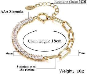 img 3 attached to Personalized 18k Gold-Plated Zirconia Link Bracelet for Women & Teen Girls – Adjustable & Boho-Chic Design