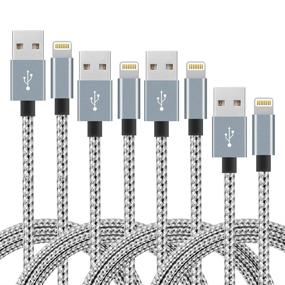 img 4 attached to 🔌 Nylon Braided iPhone Cable Set: 3FT, 6FT, 6FT, 10FT Chargers for iPhoneX/iPhone8/8Plus/7/7Plus/6/6s/6Plus, Grey+White