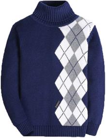 img 4 attached to 👕 Cozy and Stylish: Kids Argyle Sweater with Turtleneck for a Uniformed Look