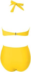 img 3 attached to 👙 Flattering Ruffle Control Halter Bathing Women's Swimsuits: Complete Clothing and Cover Up Solution