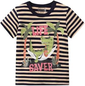 img 3 attached to 🐸 Frogwill Dinosaur Striped Toddler Boys' Summer Clothing Sets