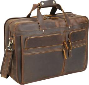 img 4 attached to Polare 18.5” Full Grain Leather Laptop Briefcase: Stylish & Spacious Work Bag for Men, Perfect for Overnight Use, Can Accommodate 17.3” Laptop