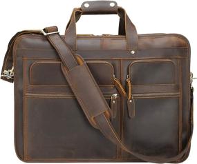 img 3 attached to Polare 18.5” Full Grain Leather Laptop Briefcase: Stylish & Spacious Work Bag for Men, Perfect for Overnight Use, Can Accommodate 17.3” Laptop