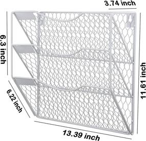 img 2 attached to COSYAWN White Metal Chicken Wire Wall Mount Magazine Rack: 3 Tier Wall File Holder and Hanging Mail Organizer