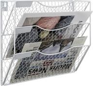 cosyawn white metal chicken wire wall mount magazine rack: 3 tier wall file holder and hanging mail organizer логотип