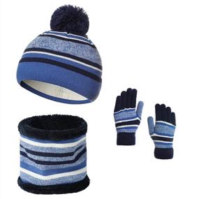 img 3 attached to JTJFIT Winter Knitted Beanie Glovers Girls' Accessories and Cold Weather