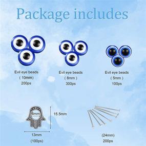 img 3 attached to 900-Piece Evil Eye Charms Set: Flat Blue Resin Beads, Hamsa Hand Spacer Beads, Round Evil Eye Beads, and Head Pins - Ideal for Jewelry Making, Bracelets, Necklaces, Crafts