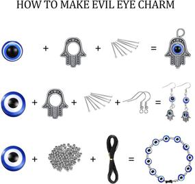 img 2 attached to 900-Piece Evil Eye Charms Set: Flat Blue Resin Beads, Hamsa Hand Spacer Beads, Round Evil Eye Beads, and Head Pins - Ideal for Jewelry Making, Bracelets, Necklaces, Crafts