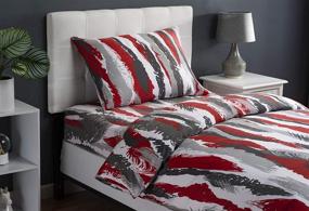 img 2 attached to 🛏️ XLNT Twin Size Bedding Set, Duvet Cover, 3-Piece Comforter Set, Soft Cotton Blend, Machine Washable, Feather Fusion Brick Red Design